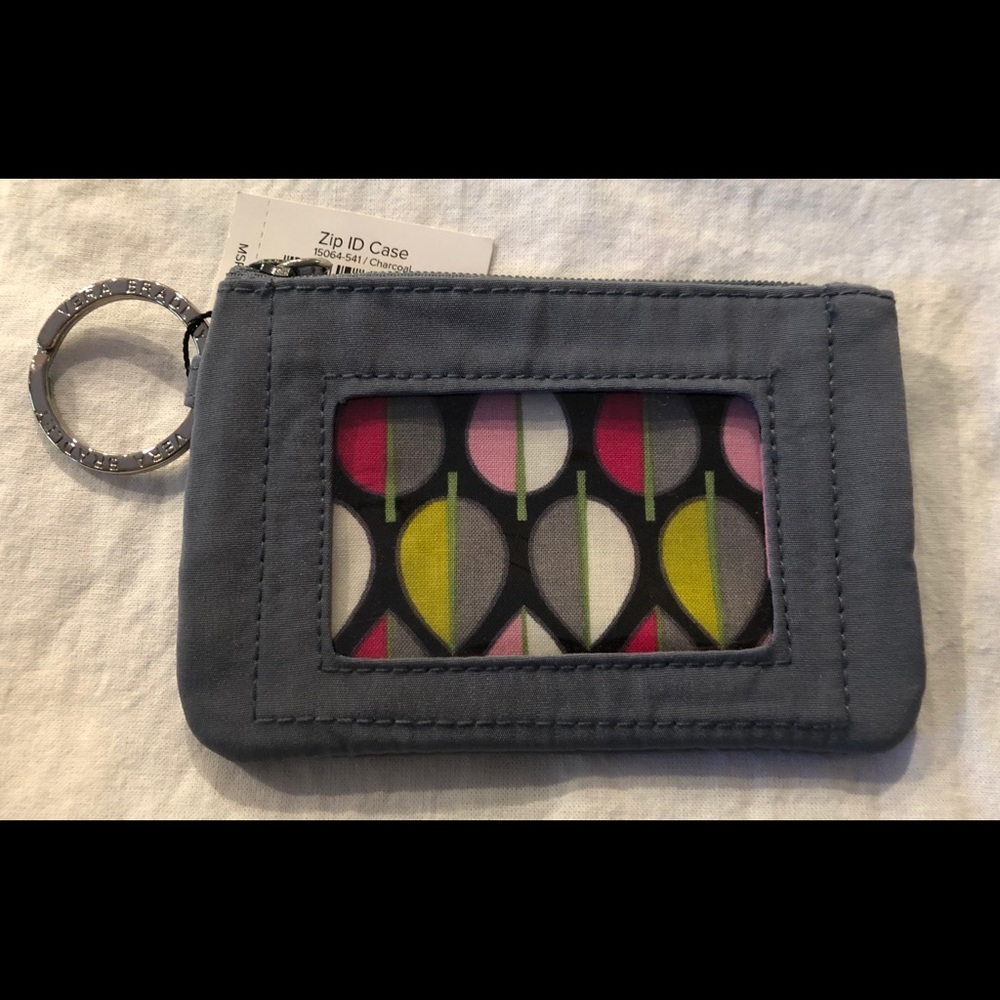 Vera Bradley Zip ID Case in Charcoal Gray